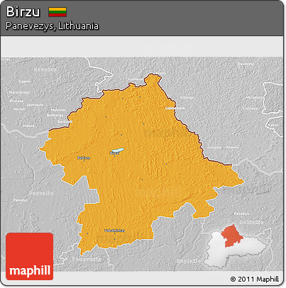 Political 3D Map of Birzu, lighten, desaturated