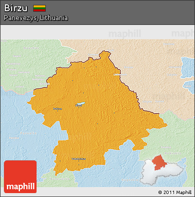 Political 3D Map of Birzu, lighten