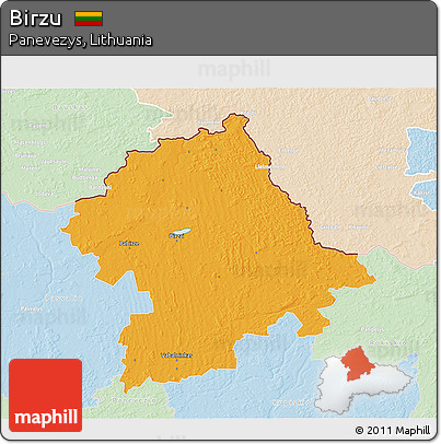 Political 3D Map of Birzu, lighten
