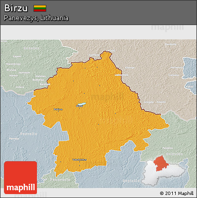 Political 3D Map of Birzu, lighten, semi-desaturated