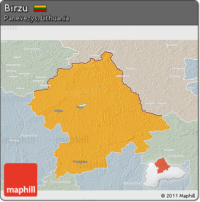 Political 3D Map of Birzu, lighten, semi-desaturated