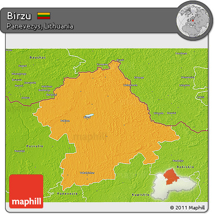 Political 3D Map of Birzu, physical outside