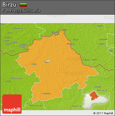 Political 3D Map of Birzu, physical outside
