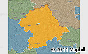 Political 3D Map of Birzu, semi-desaturated