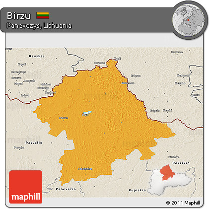 Political 3D Map of Birzu, shaded relief outside