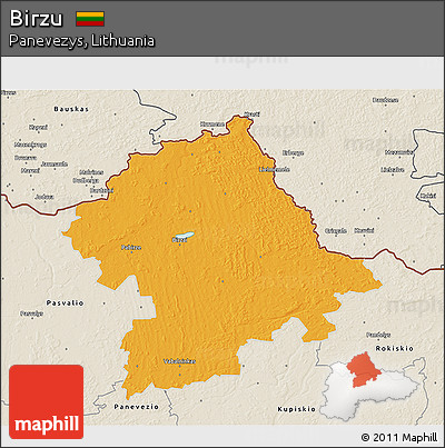 Political 3D Map of Birzu, shaded relief outside