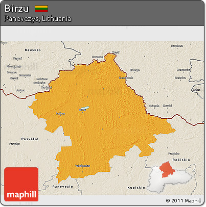 Political 3D Map of Birzu, shaded relief outside