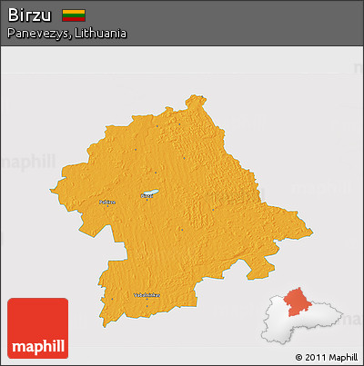 Political 3D Map of Birzu, single color outside
