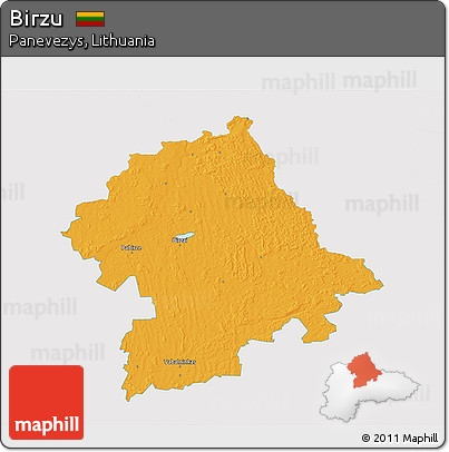 Political 3D Map of Birzu, single color outside
