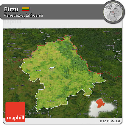Satellite 3D Map of Birzu, darken