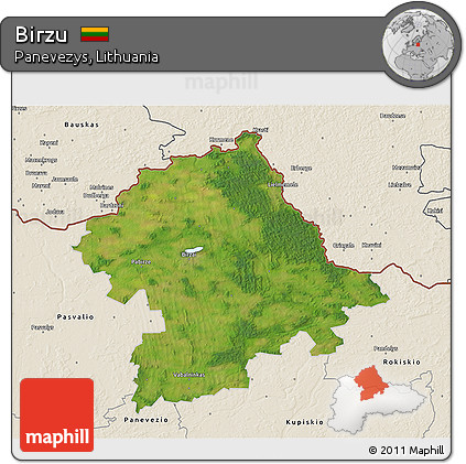Satellite 3D Map of Birzu, shaded relief outside