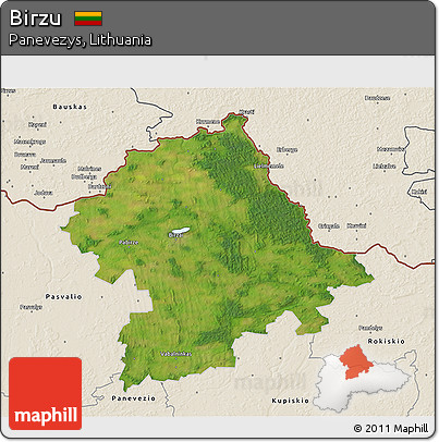 Satellite 3D Map of Birzu, shaded relief outside