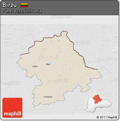Shaded Relief 3D Map of Birzu, lighten, desaturated