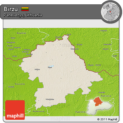 Shaded Relief 3D Map of Birzu, physical outside