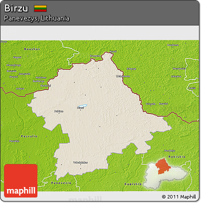 Shaded Relief 3D Map of Birzu, physical outside