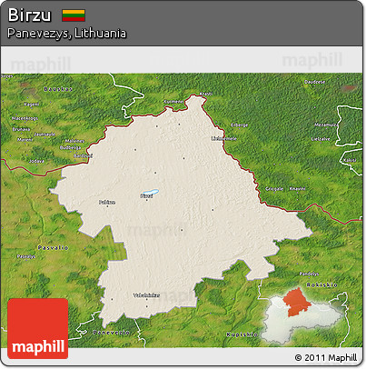 Shaded Relief 3D Map of Birzu, satellite outside