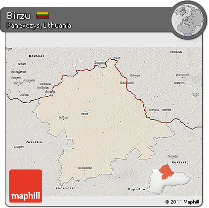 Shaded Relief 3D Map of Birzu, semi-desaturated