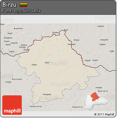 Shaded Relief 3D Map of Birzu, semi-desaturated
