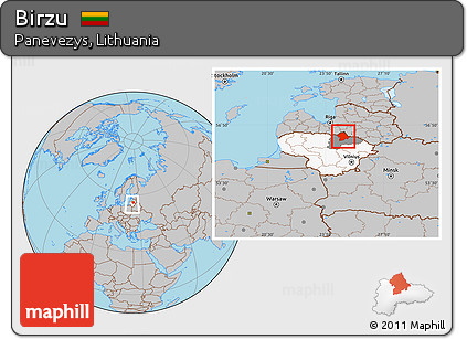 Gray Location Map of Birzu, highlighted country, highlighted parent region, within the entire country