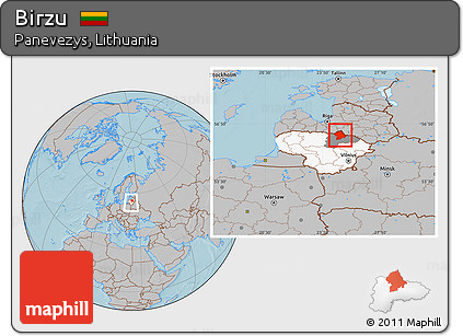 Gray Location Map of Birzu, highlighted country, highlighted parent region, within the entire country, hill shading