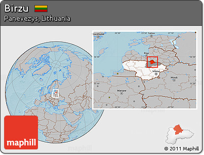 Gray Location Map of Birzu, highlighted country, highlighted parent region, within the entire country, hill shading