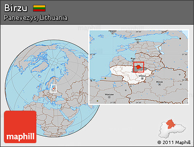 Gray Location Map of Birzu, highlighted country, highlighted parent region