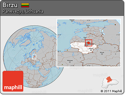Gray Location Map of Birzu, highlighted country, highlighted parent region, hill shading