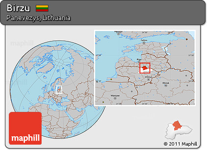 Gray Location Map of Birzu, highlighted parent region