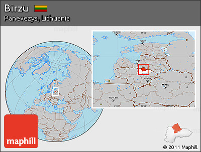 Gray Location Map of Birzu, highlighted parent region