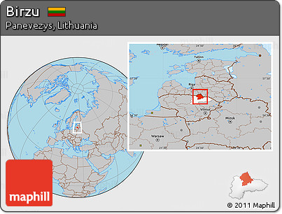 Gray Location Map of Birzu, highlighted parent region