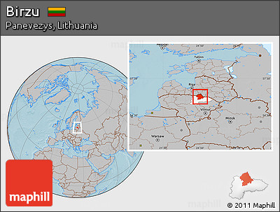 Gray Location Map of Birzu, highlighted parent region, hill shading