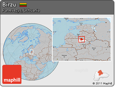 Gray Location Map of Birzu, highlighted parent region, hill shading