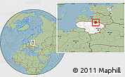 Savanna Style Location Map of Birzu, highlighted country, within the entire country, hill shading