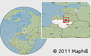 Savanna Style Location Map of Birzu, highlighted country, highlighted parent region, hill shading