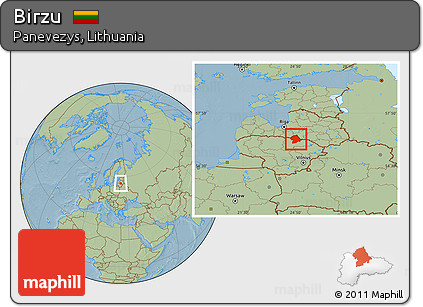 Savanna Style Location Map of Birzu, hill shading