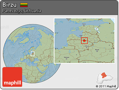 Savanna Style Location Map of Birzu, hill shading