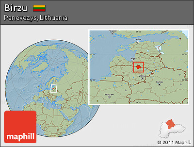 Savanna Style Location Map of Birzu, hill shading