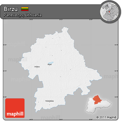 Gray Map of Birzu, single color outside