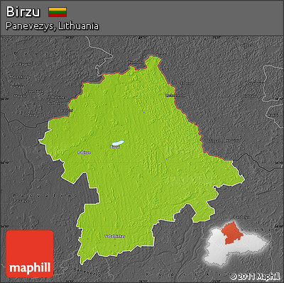 Physical Map of Birzu, darken, desaturated