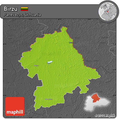 Physical Map of Birzu, darken, desaturated