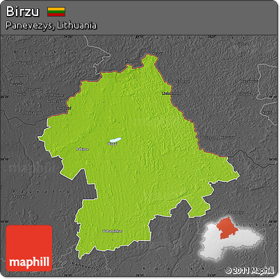 Physical Map of Birzu, darken, desaturated