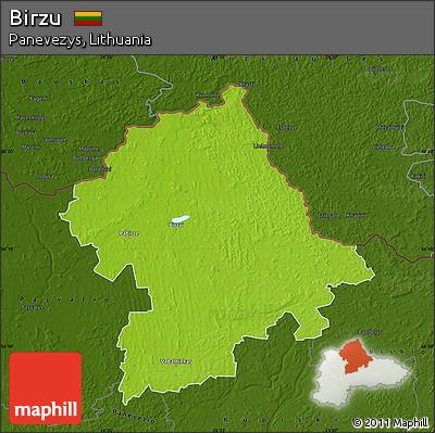 Physical Map of Birzu, darken