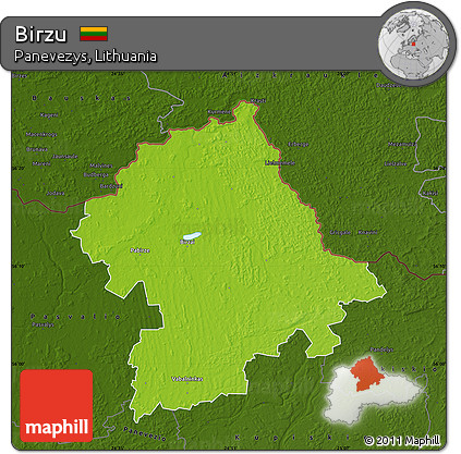 Physical Map of Birzu, darken