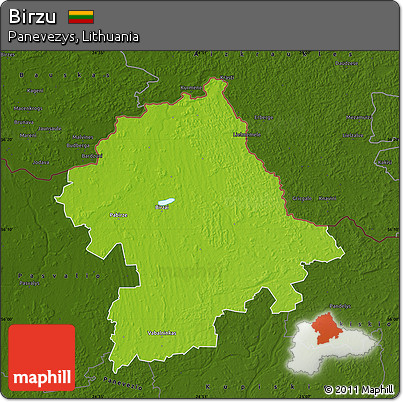Physical Map of Birzu, darken