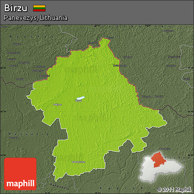 Physical Map of Birzu, darken, semi-desaturated