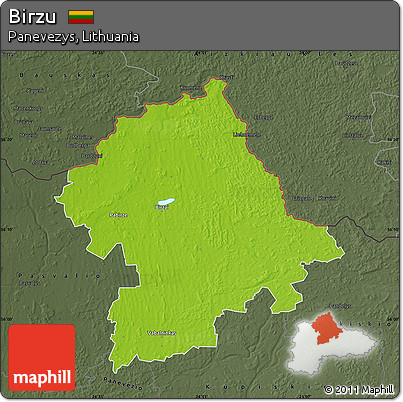 Physical Map of Birzu, darken, semi-desaturated