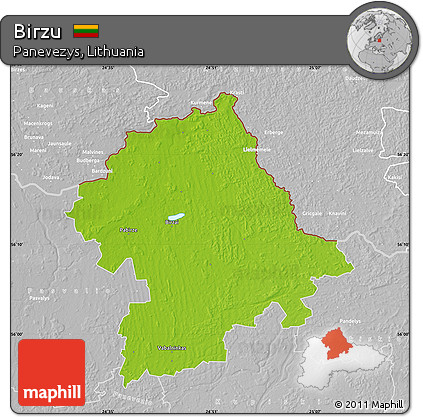 Physical Map of Birzu, lighten, desaturated