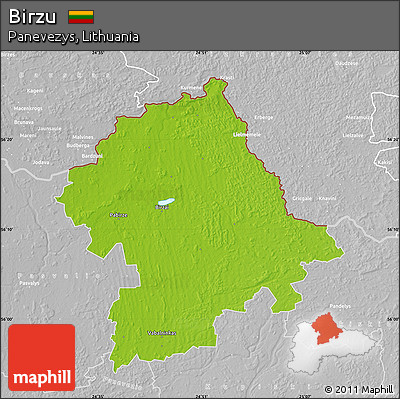 Physical Map of Birzu, lighten, desaturated
