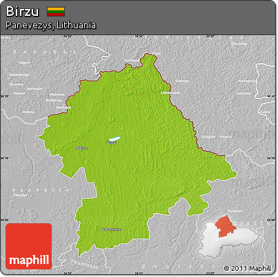 Physical Map of Birzu, lighten, desaturated