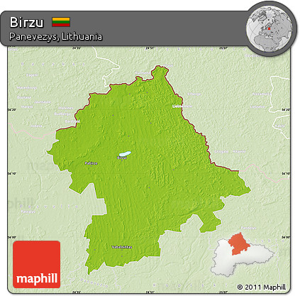 Physical Map of Birzu, lighten